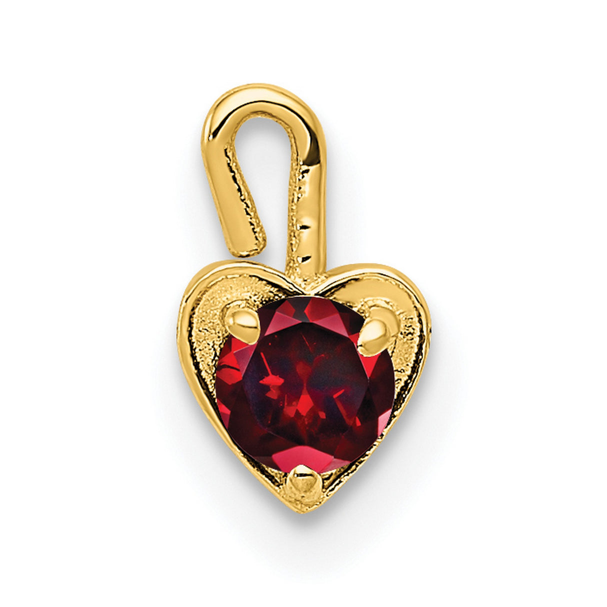 10k Yellow Gold Heart Pendant with Garnet Birthstone, Romantic Minimalist Jewelry for Women