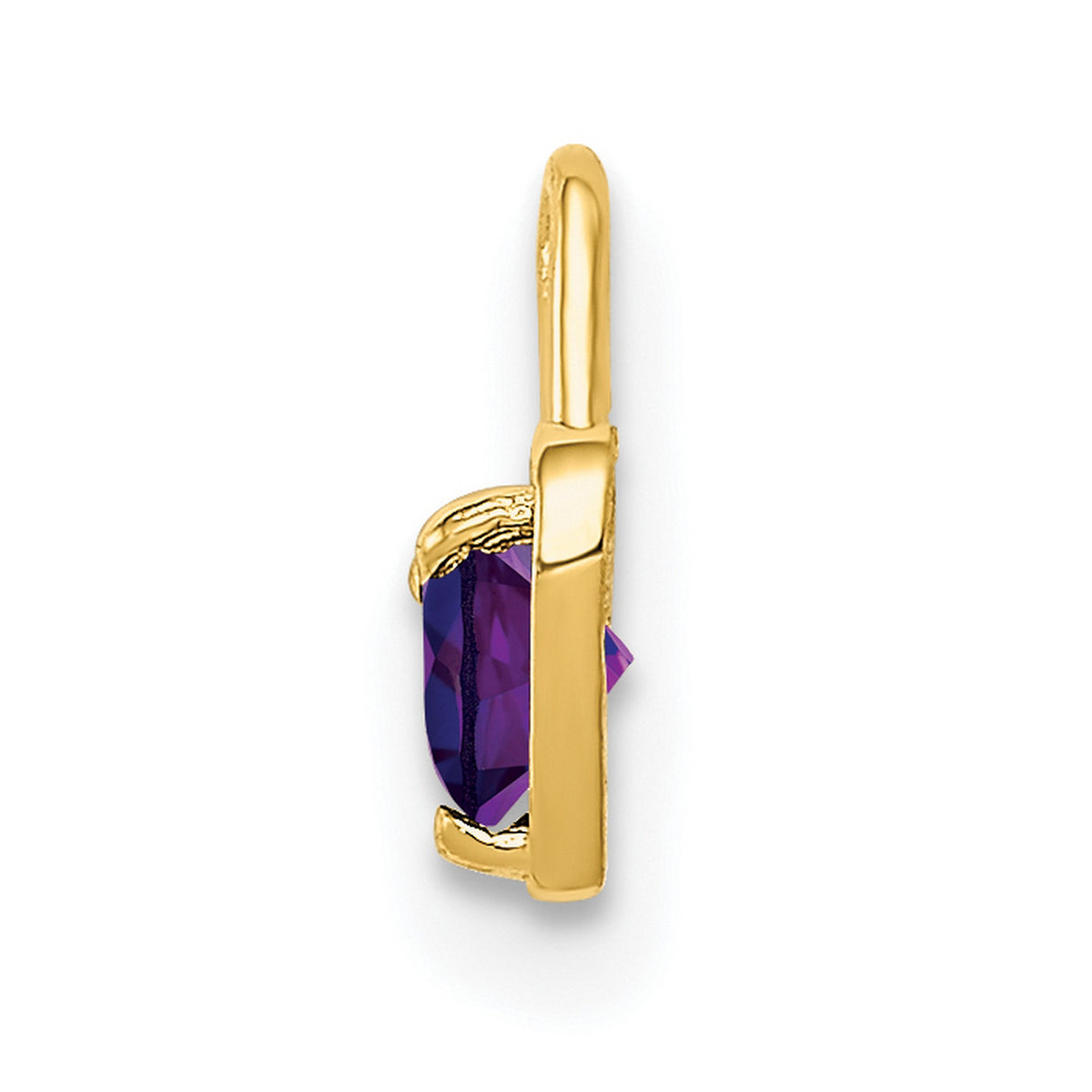 10k Yellow Gold Heart Pendant with Synthetic Amethyst, February Birthstone Jewelry for Women