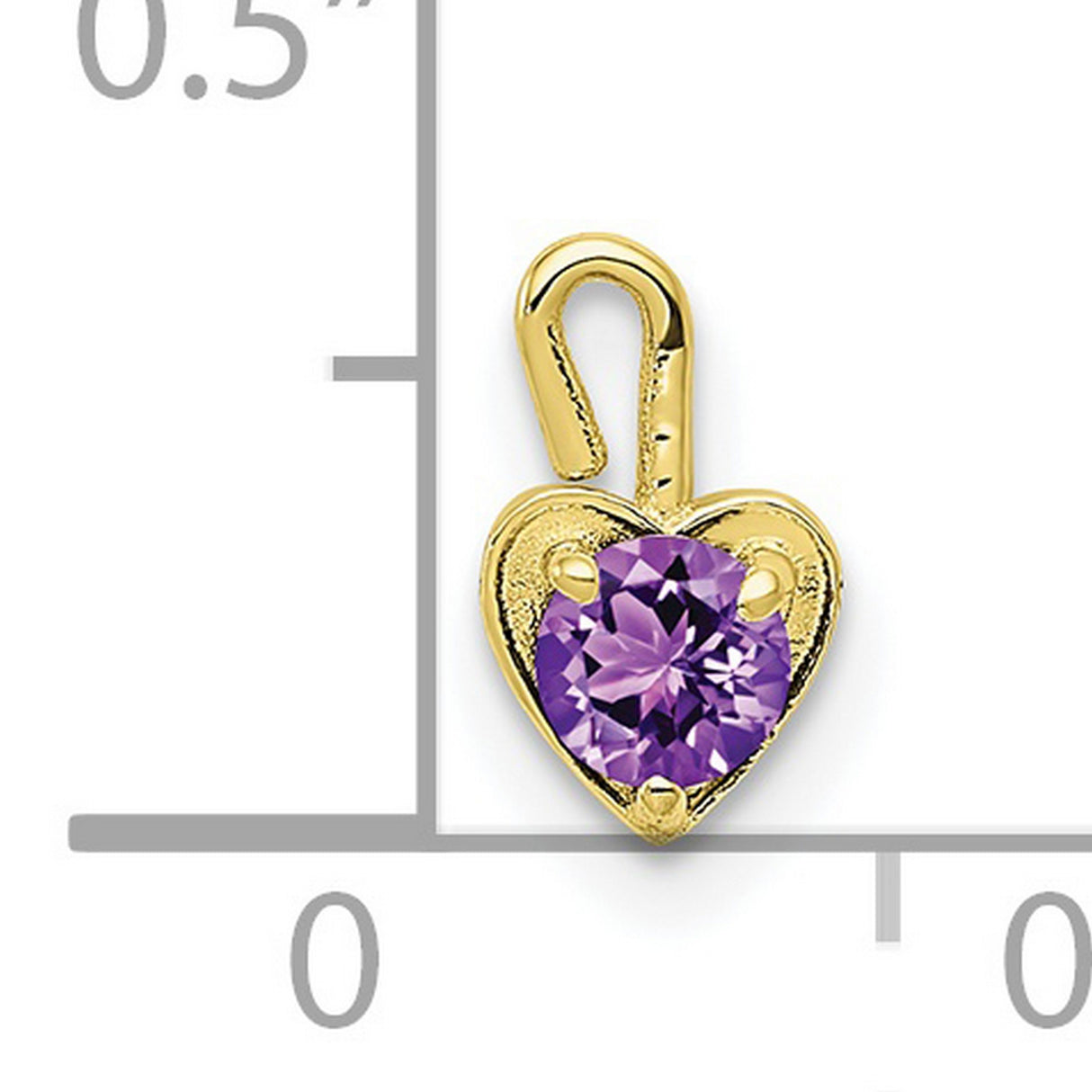 10k Yellow Gold Heart Pendant with Synthetic Amethyst, February Birthstone Jewelry for Women