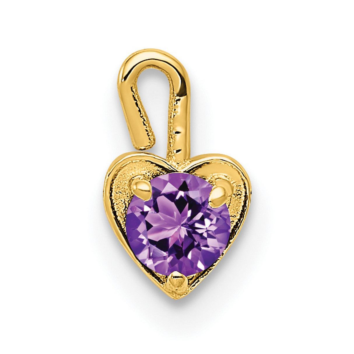10k Yellow Gold Heart Pendant with Synthetic Amethyst, February Birthstone Jewelry for Women