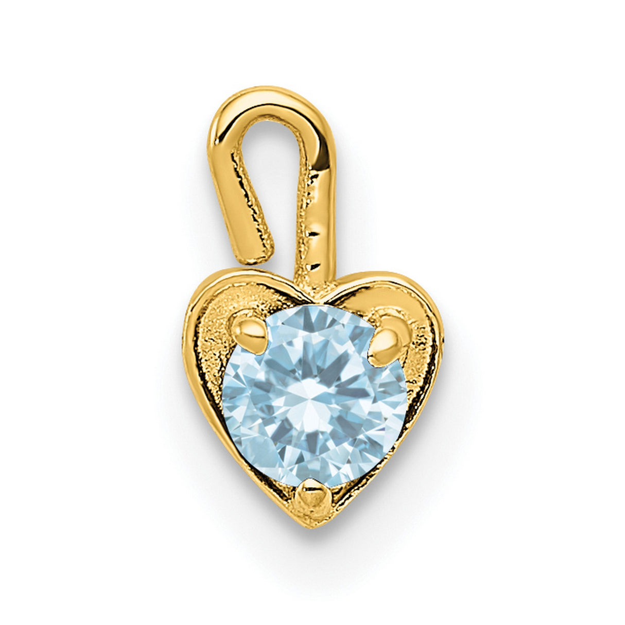 10k Yellow Gold Heart Shaped Pendant with Synthetic Birthstone, Romantic Jewelry