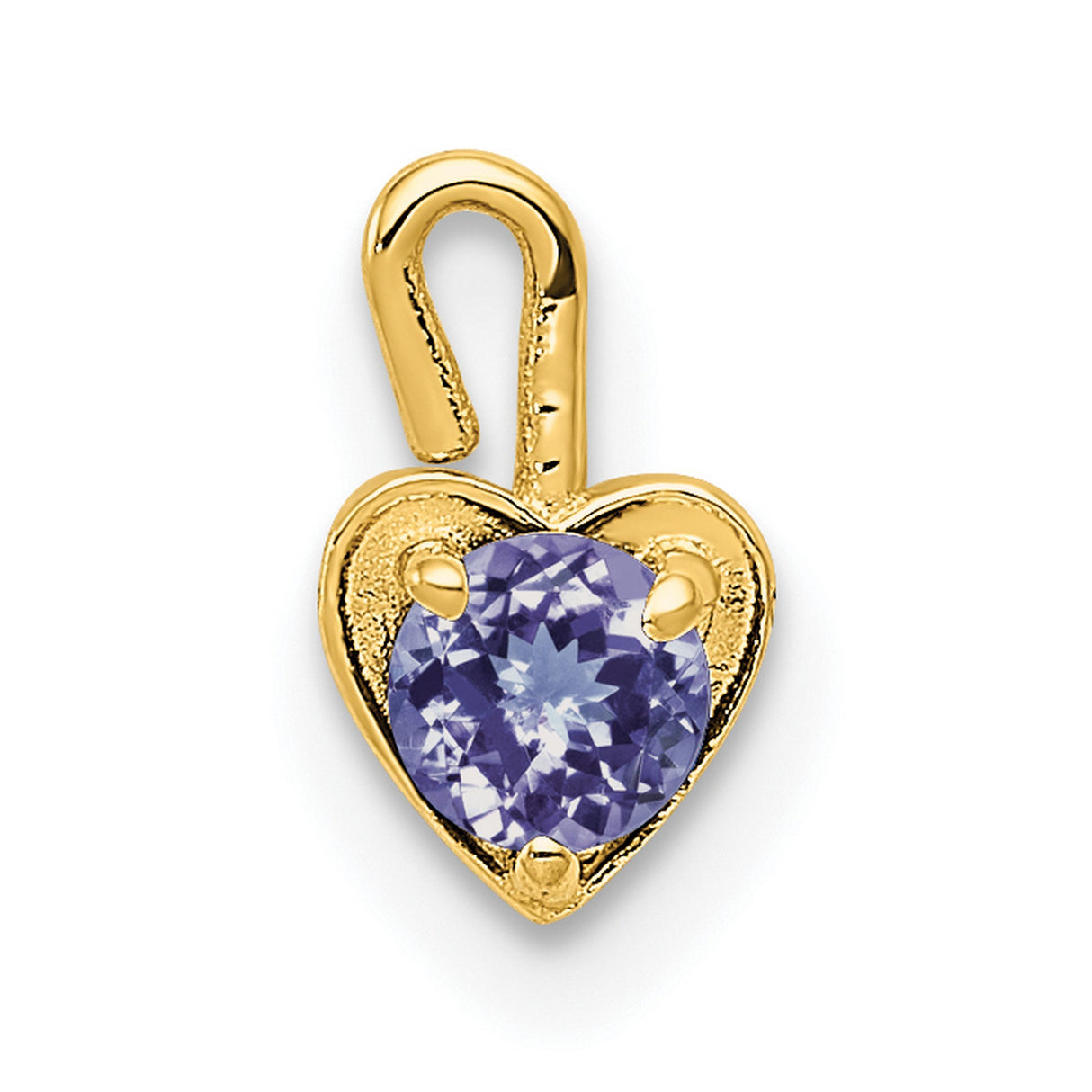 10k Yellow Gold Heart Pendant with Synthetic Purple Birthstone, Romantic Jewelry for Women