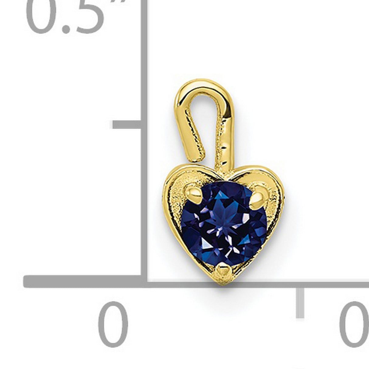 10k Yellow Gold Heart Pendant with Synthetic Blue Birthstone, Romantic Jewelry for Women