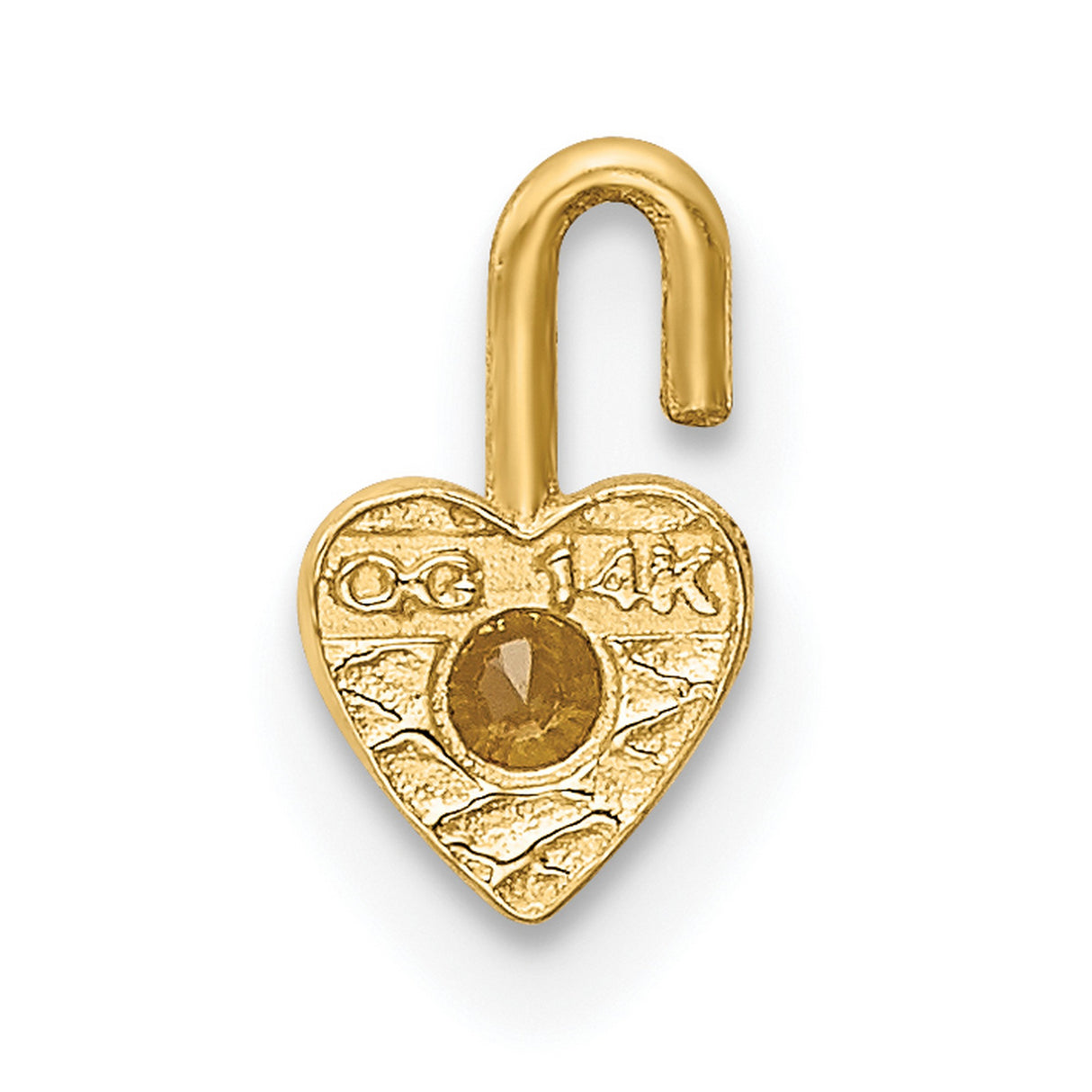 10k Yellow Gold Heart Pendant with Synthetic Yellow Gemstone, November Birthstone Charm
