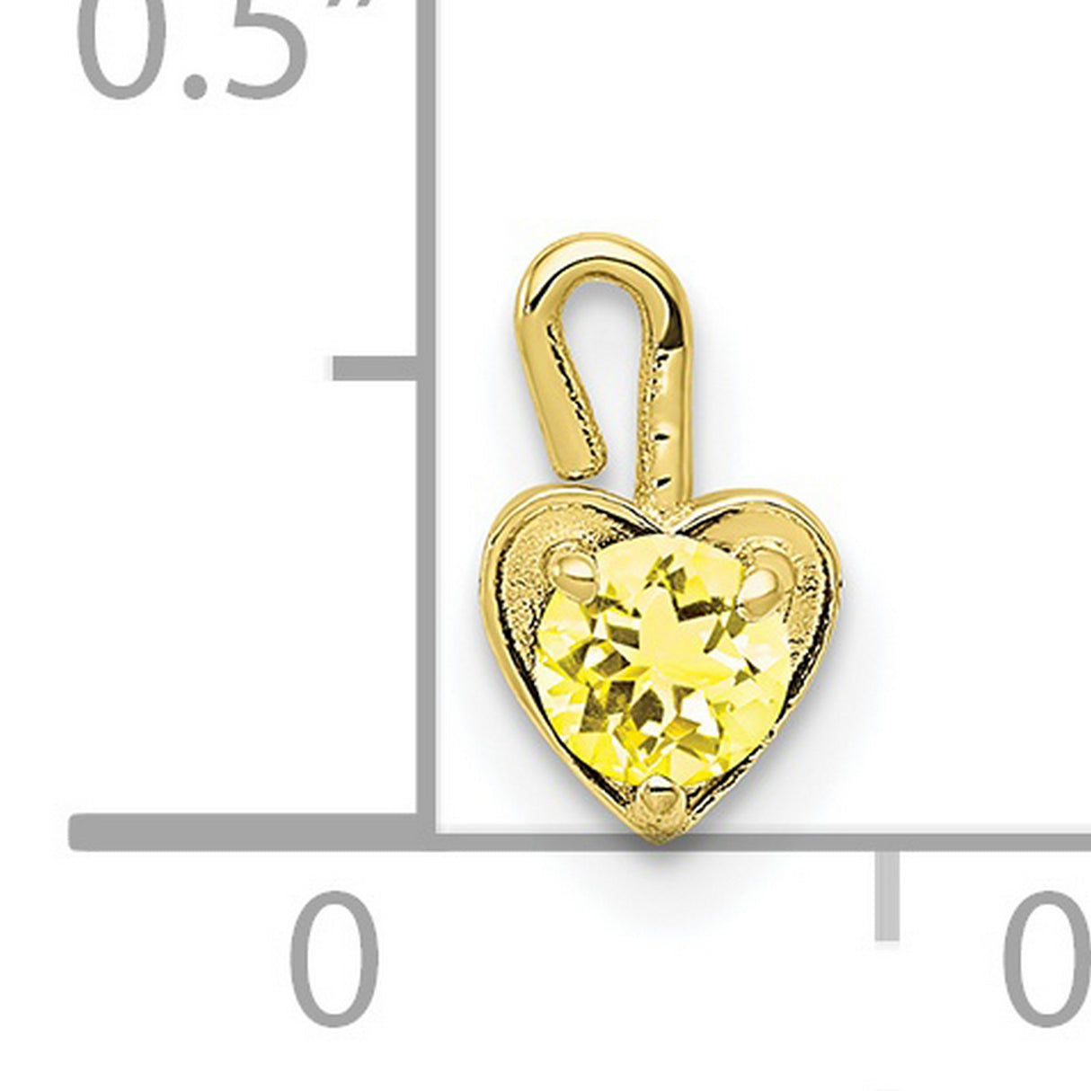 10k Yellow Gold Heart Pendant with Synthetic Yellow Gemstone, November Birthstone Charm