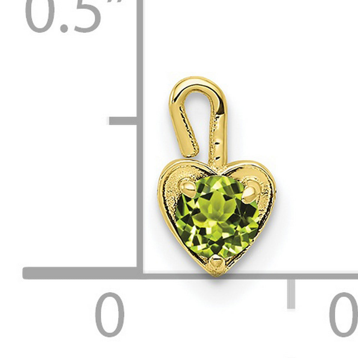 10k Yellow Gold Heart Pendant with Synthetic Peridot, August Birthstone Jewelry for Women