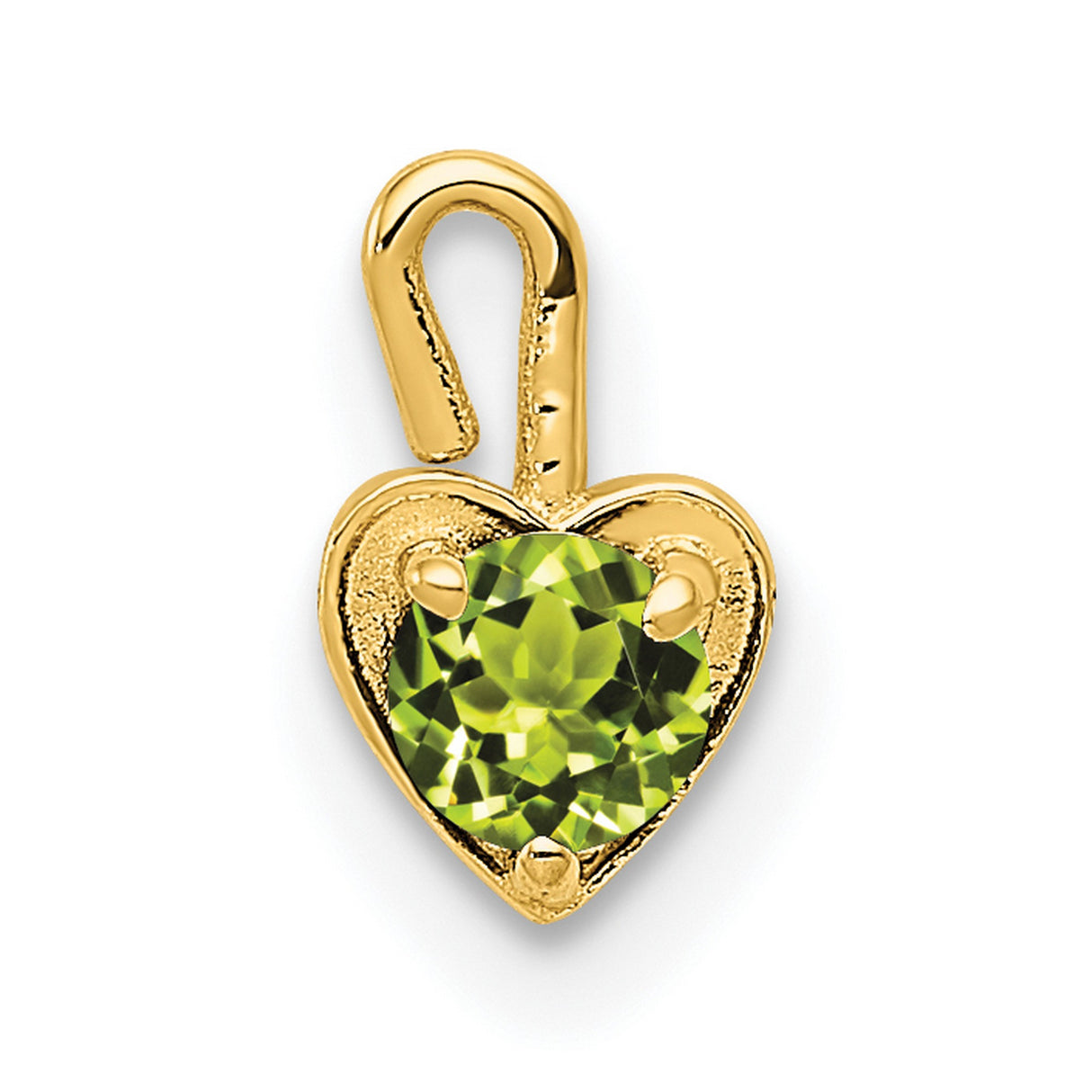 10k Yellow Gold Heart Pendant with Synthetic Peridot, August Birthstone Jewelry for Women