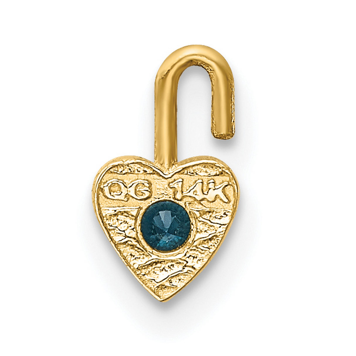 10k Yellow Gold Heart Pendant with Synthetic Blue Birthstone, Romantic Charm for Women