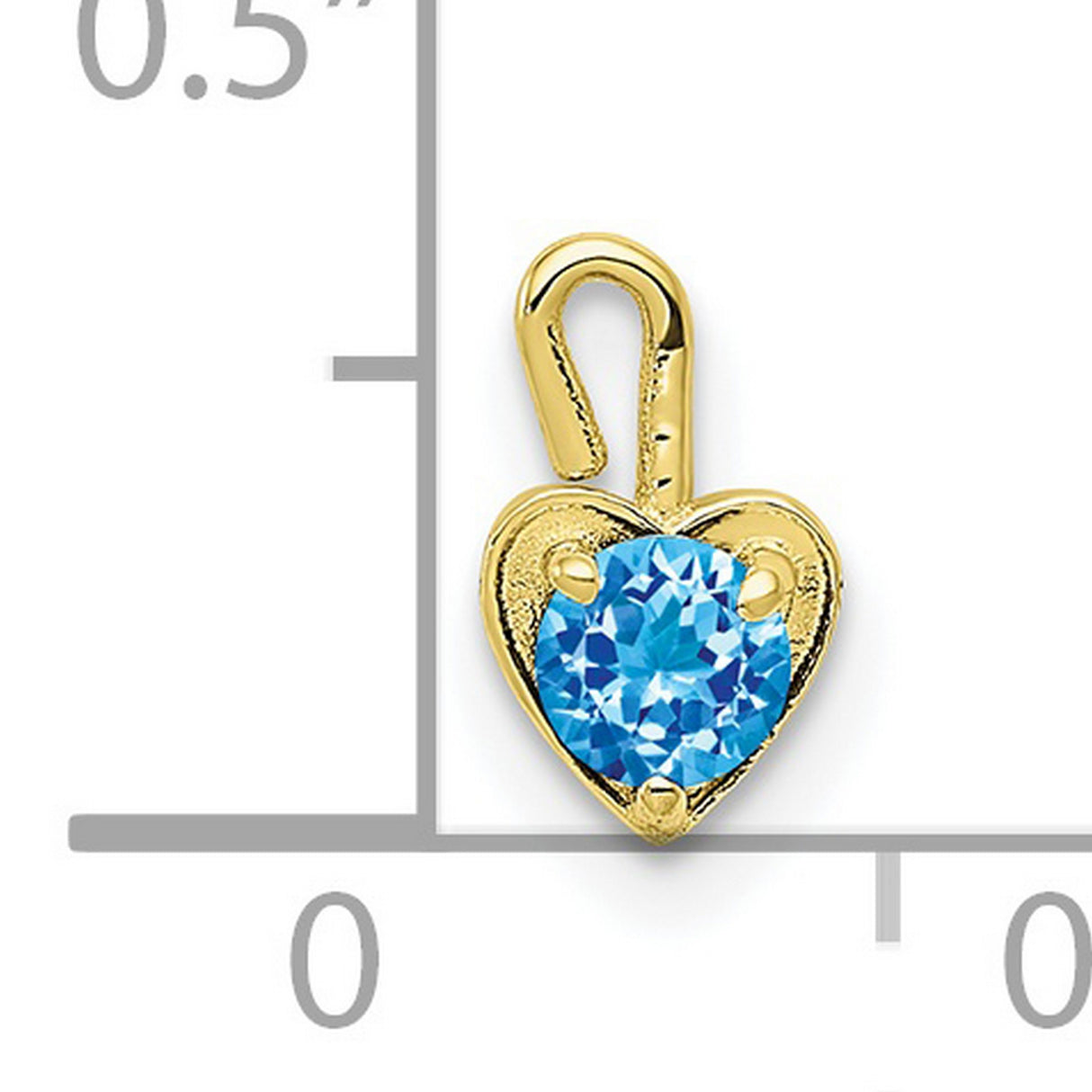 10k Yellow Gold Heart Pendant with Synthetic Blue Birthstone, Romantic Charm for Women