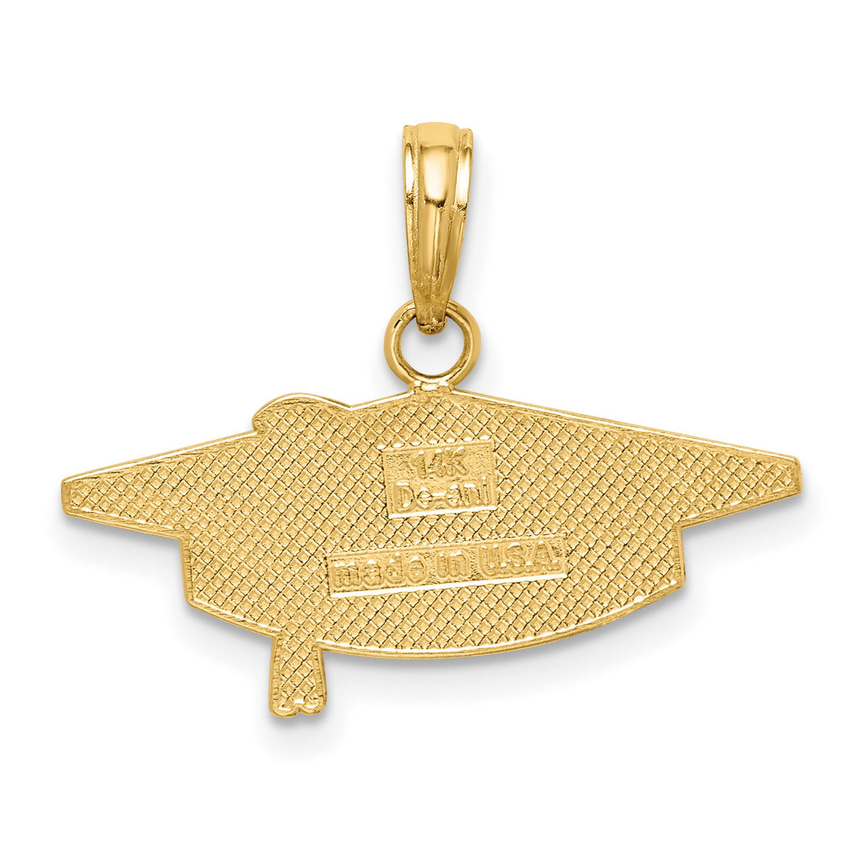 10k Yellow Gold Graduation Cap Pendant with Graduation Text, Unisex Academic Milestone Charm
