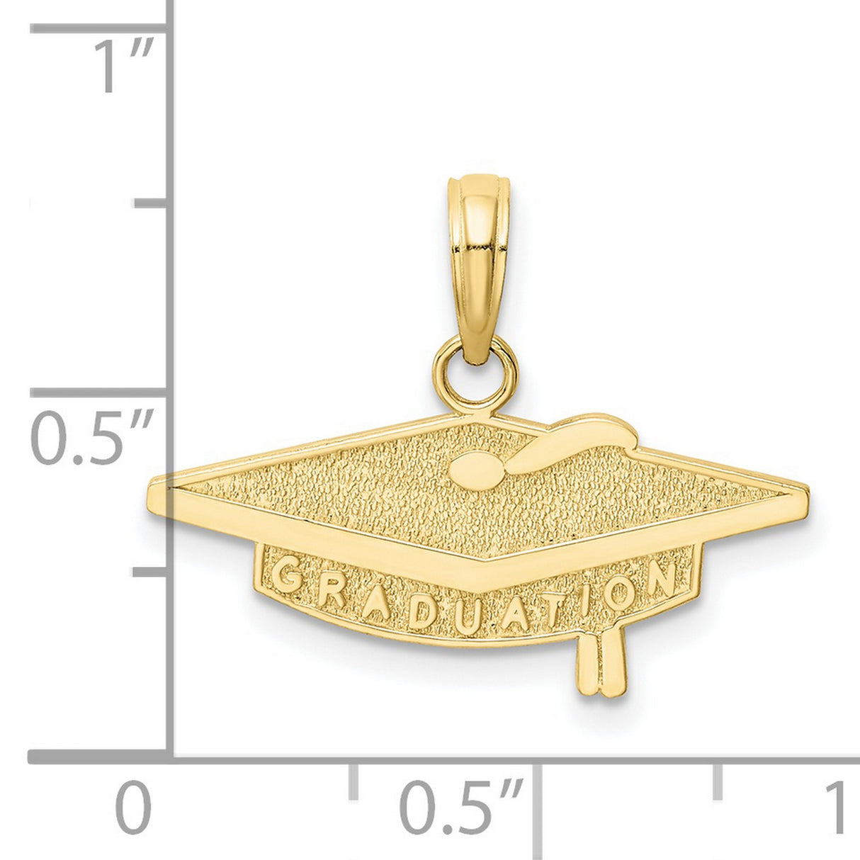 10k Yellow Gold Graduation Cap Pendant with Graduation Text, Unisex Academic Milestone Charm