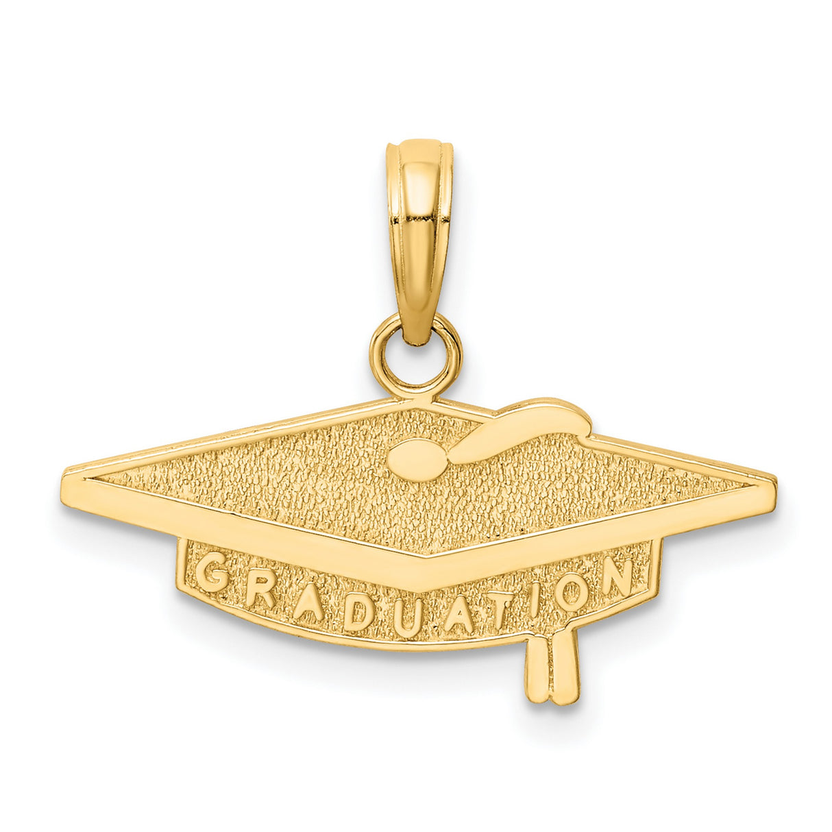 10k Yellow Gold Graduation Cap Pendant with Graduation Text, Unisex Academic Milestone Charm