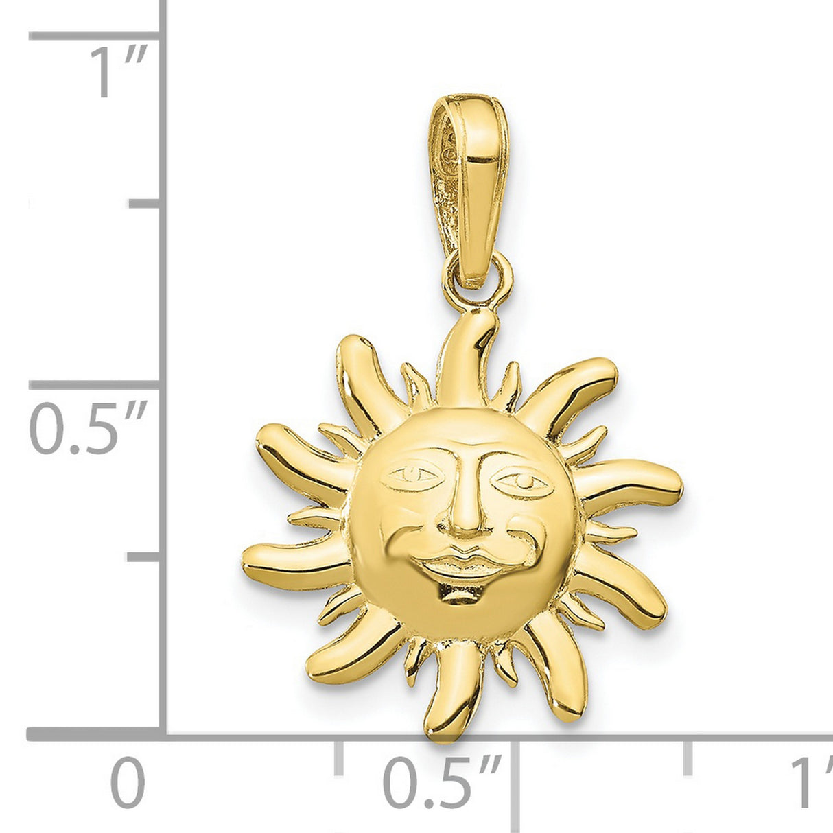 10k Yellow Gold Sun Face Pendant, Stylized Cosmic Design, Celestial Talisman for Women or Unisex Wear