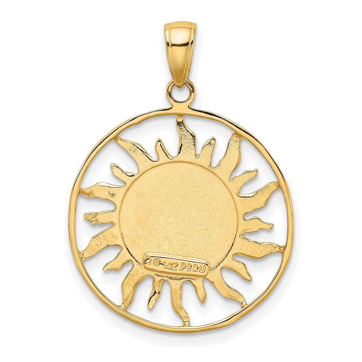10k Yellow Gold Pendant with Sun Moon Face and Stars, Celestial Mystic Charm