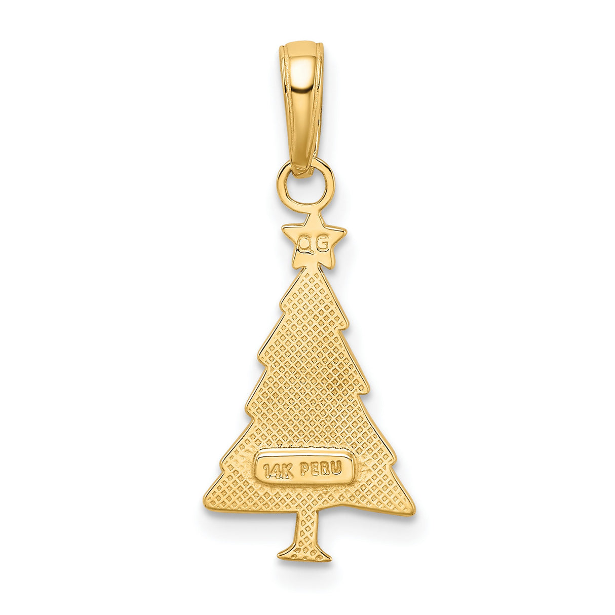 10k Yellow Gold Christmas Tree Pendant with Star and Ornament Details, Holiday Theme