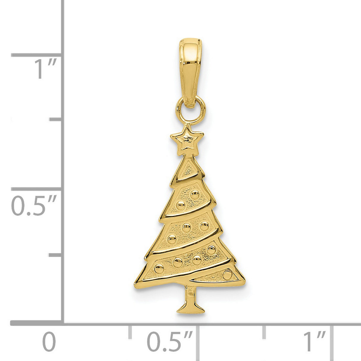 10k Yellow Gold Christmas Tree Pendant with Star and Ornament Details, Holiday Theme