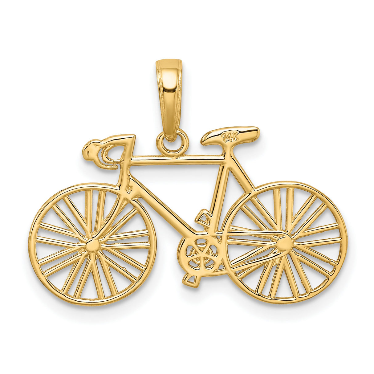 10k Yellow Gold Bicycle Pendant, Road Bike Charm for Cyclists and Active Lifestyle