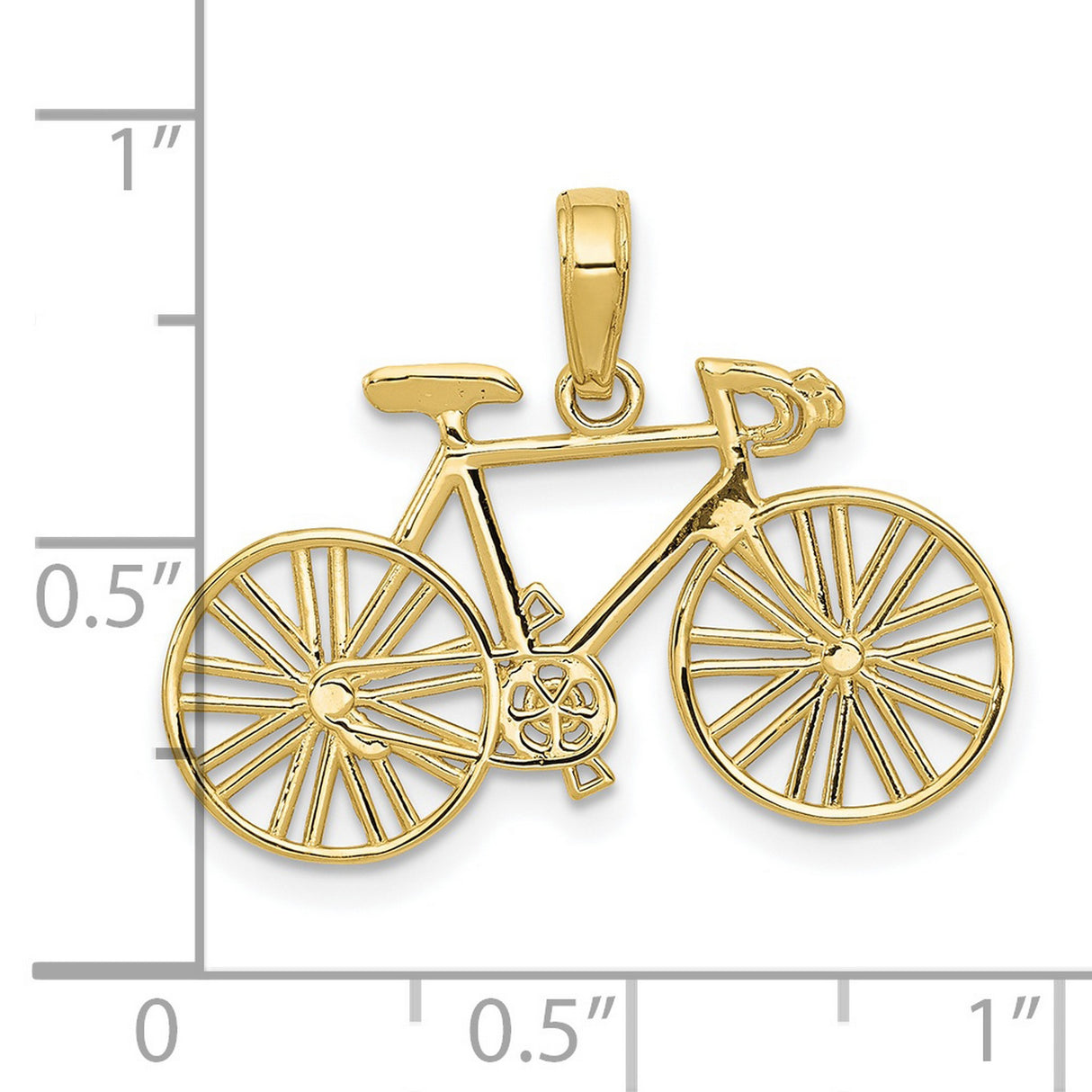 10k Yellow Gold Bicycle Pendant, Road Bike Charm for Cyclists and Active Lifestyle