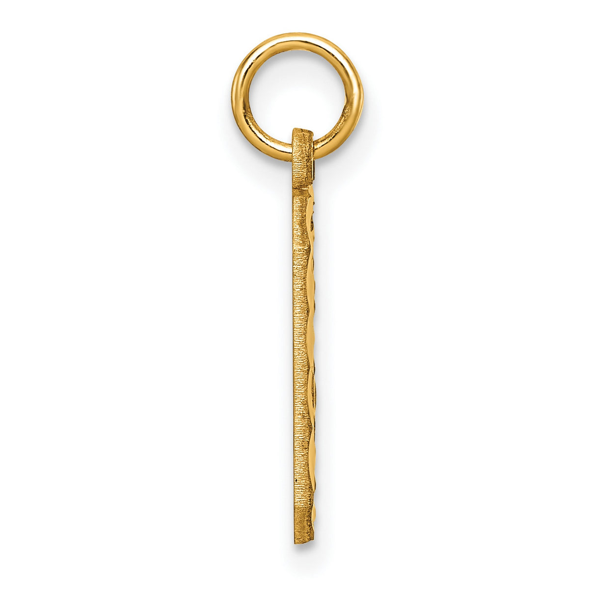 10k Yellow Gold Number 0 Pendant Charm with Diamond-Cut Design and Polished Finish