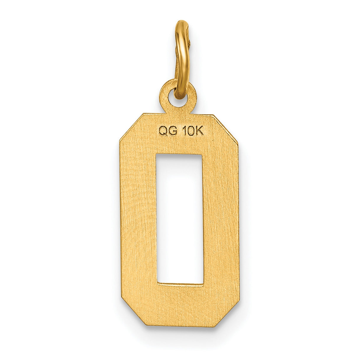 10k Yellow Gold Number 0 Pendant Charm with Diamond-Cut Design and Polished Finish