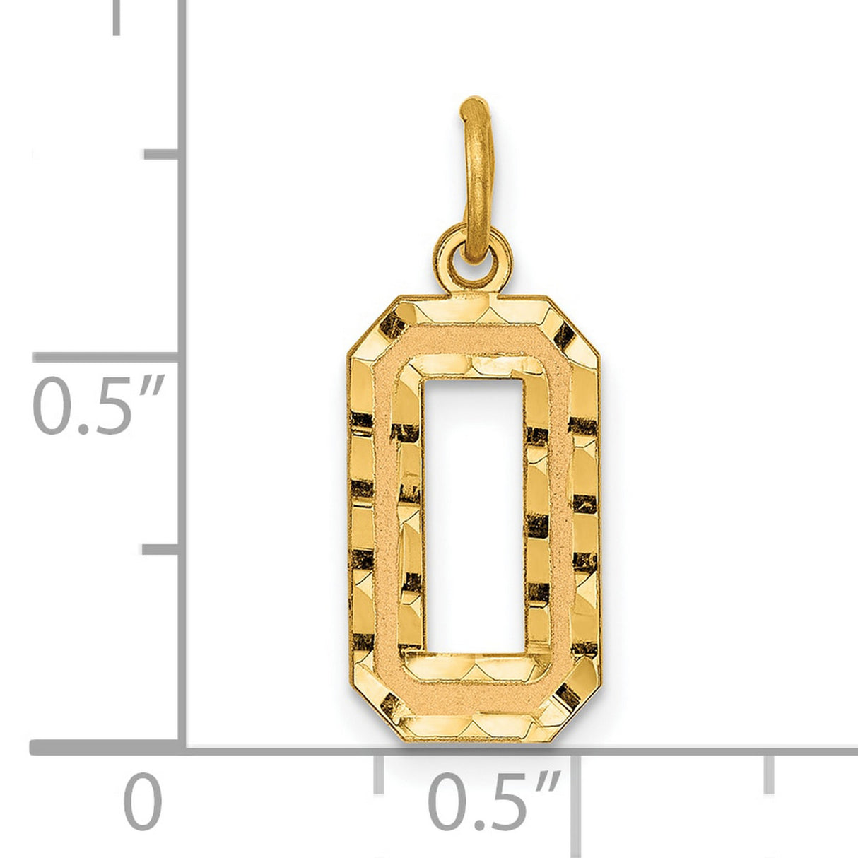 10k Yellow Gold Number 0 Pendant Charm with Diamond-Cut Design and Polished Finish