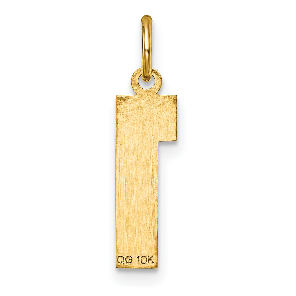 10k Yellow Gold Number One Pendant Charm with Textured Surface and Polished Edges, Unisex