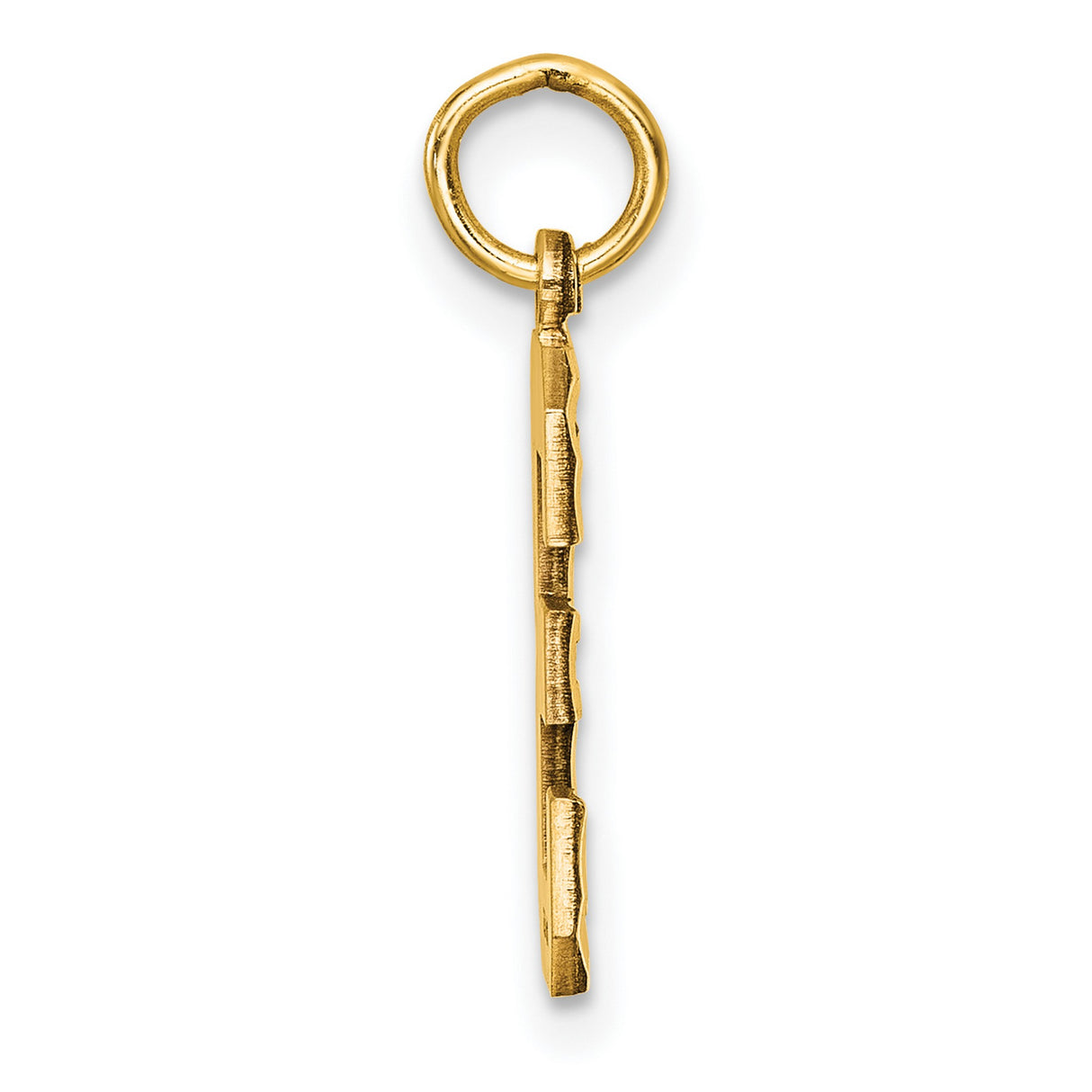 10k Yellow Gold Number 3 Pendant Charm with Textured and Polished Finish