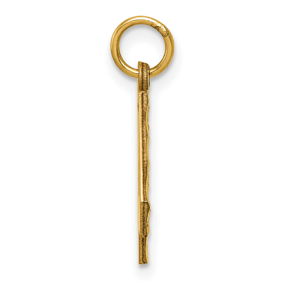 10k Yellow Gold Number 4 Pendant Charm, Polished Textured Numeric Design, Unisex