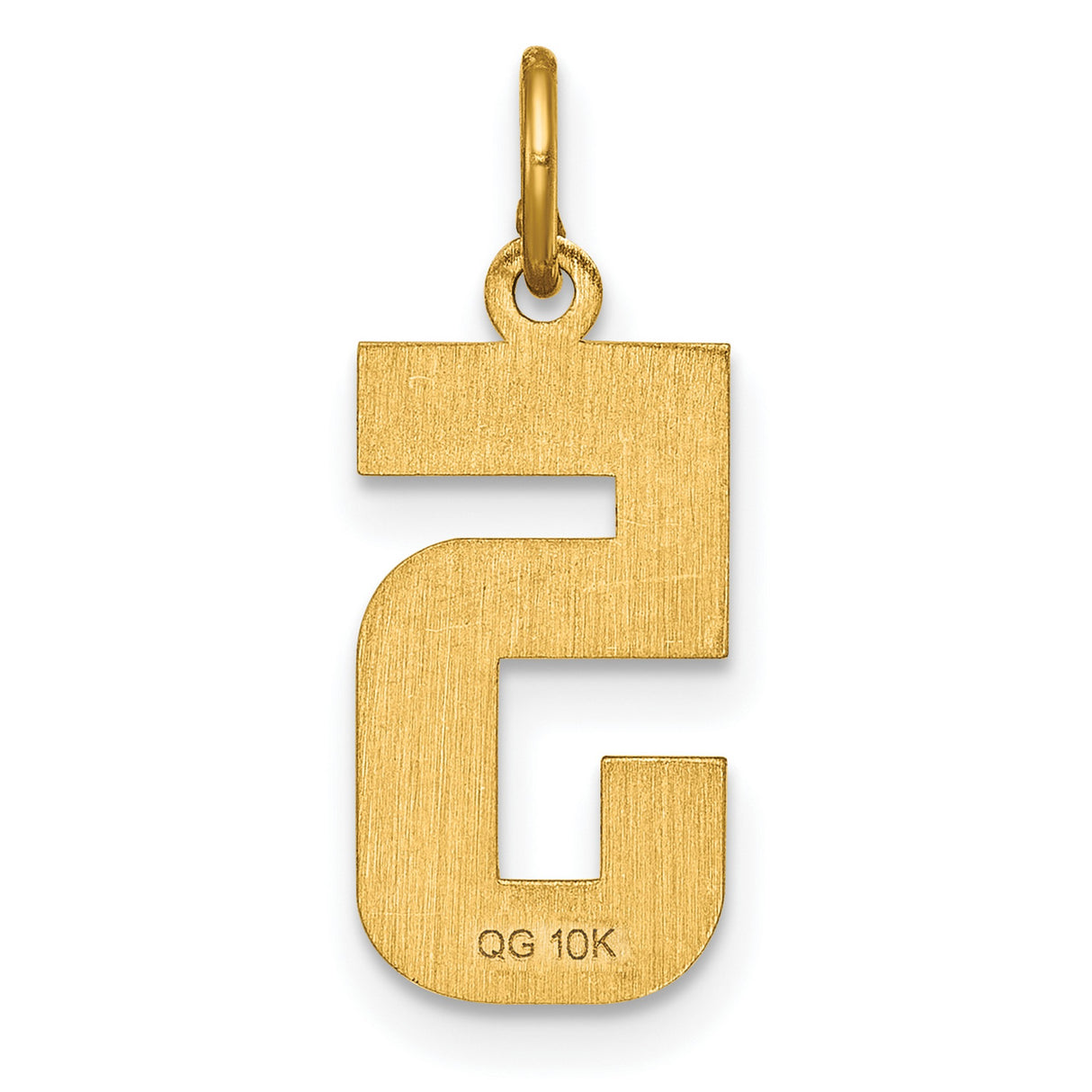 10k Yellow Gold Number 5 Pendant with Textured and Polished Finish