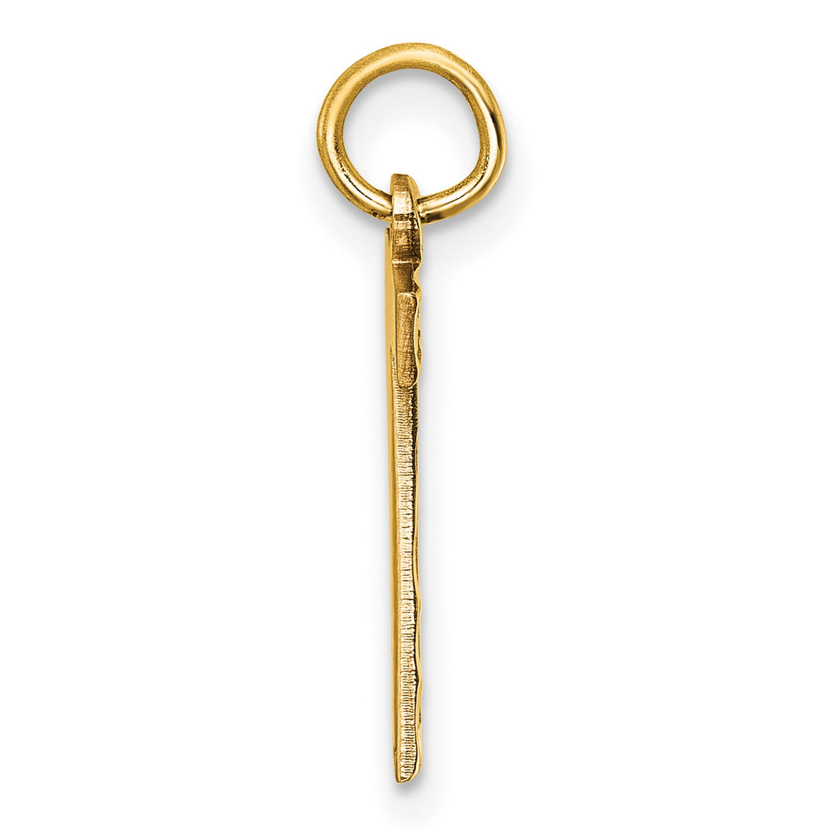 10k Yellow Gold Number 7 Pendant, Textured and Polished Charm, Symbolic Numerology Jewelry