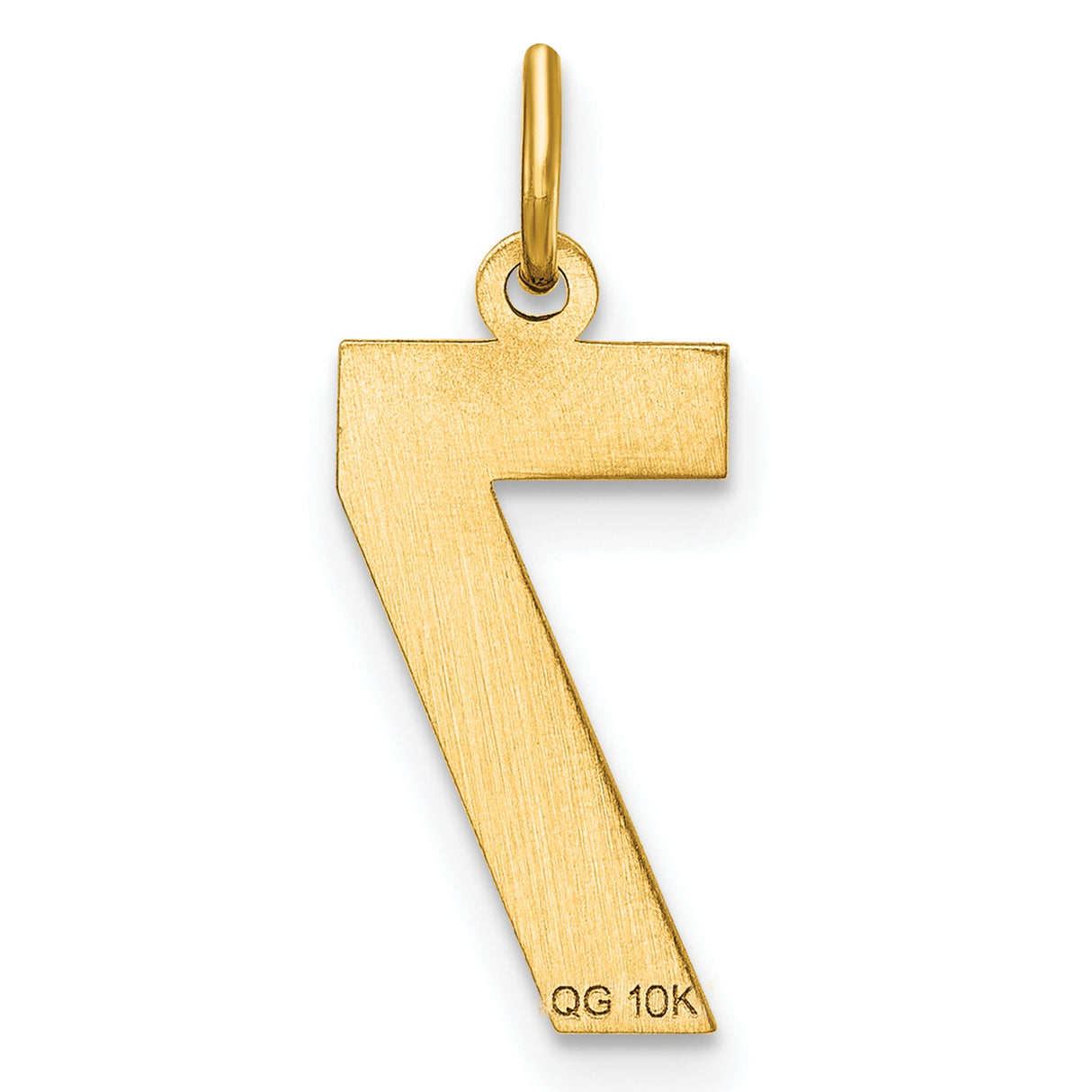 10k Yellow Gold Number 7 Pendant, Textured and Polished Charm, Symbolic Numerology Jewelry