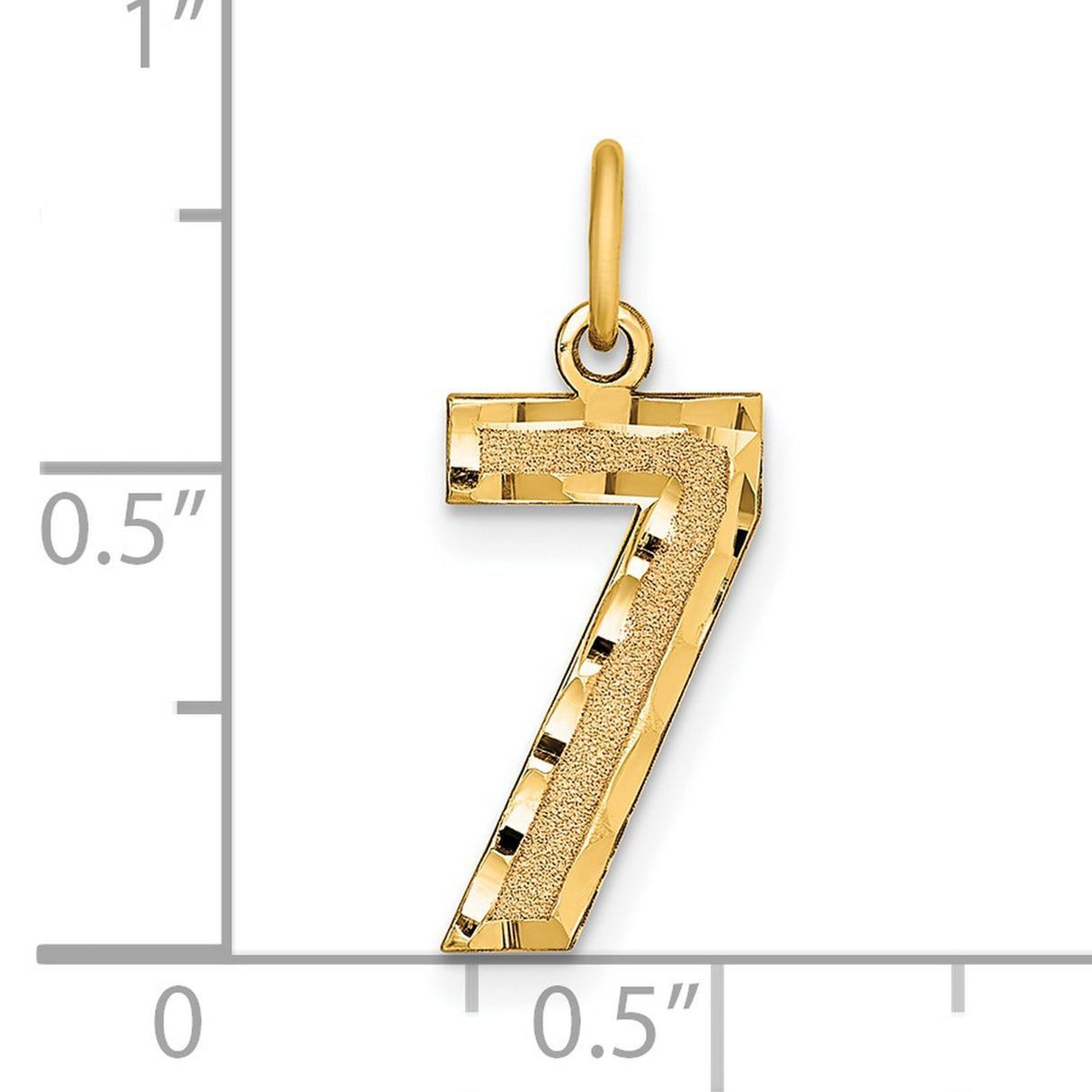10k Yellow Gold Number 7 Pendant, Textured and Polished Charm, Symbolic Numerology Jewelry