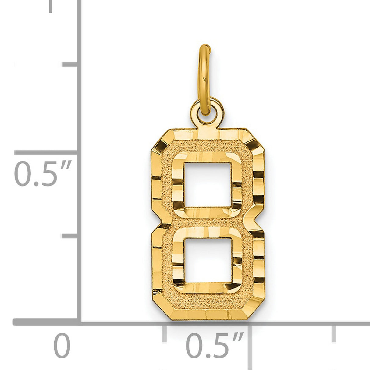 10k Yellow Gold Number 8 Pendant with Polished and Textured Finish, Unisex Charm