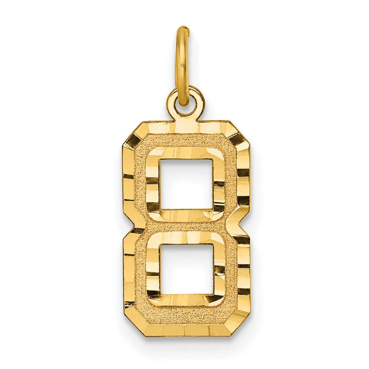 10k Yellow Gold Number 8 Pendant with Polished and Textured Finish, Unisex Charm