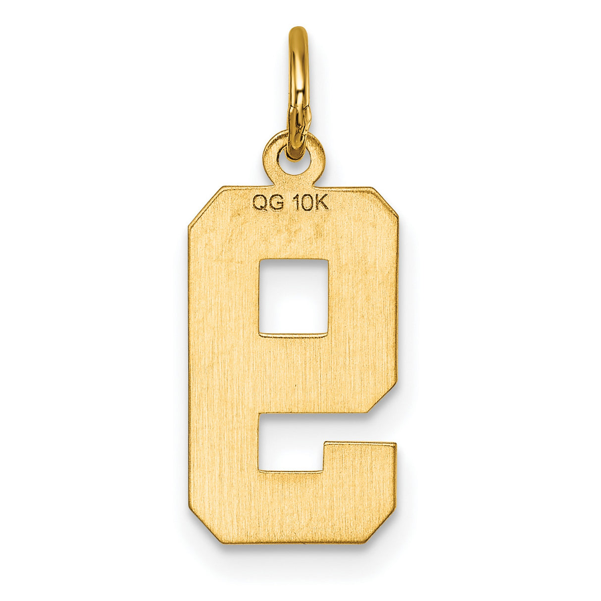 10k Yellow Gold Number 9 Pendant with Diamond Cut Finish, Unisex Charm for Necklace or Bracelet