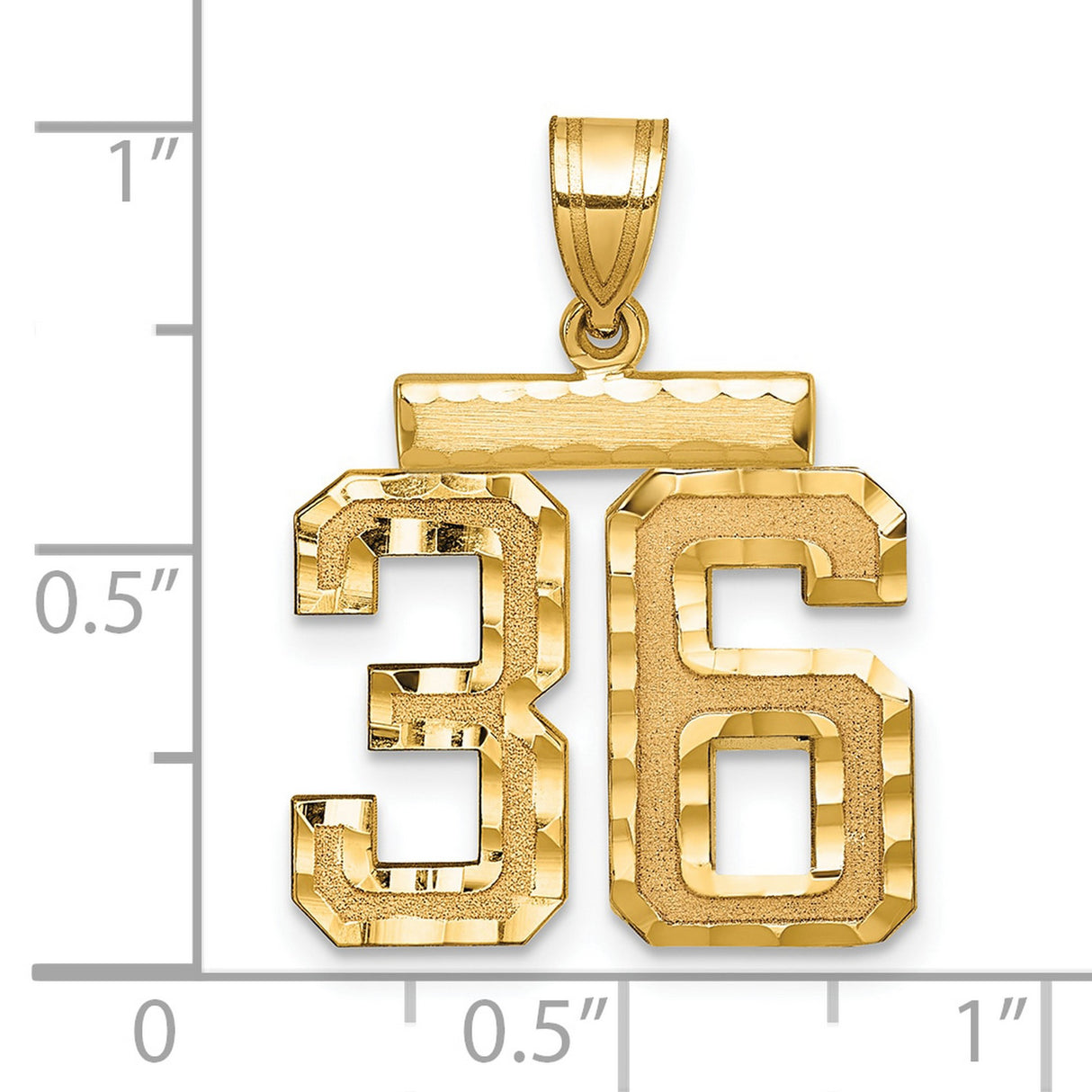 Casted Medium Diamond-cut Number 36 Charm Pendant in Real 10k Yellow Gold