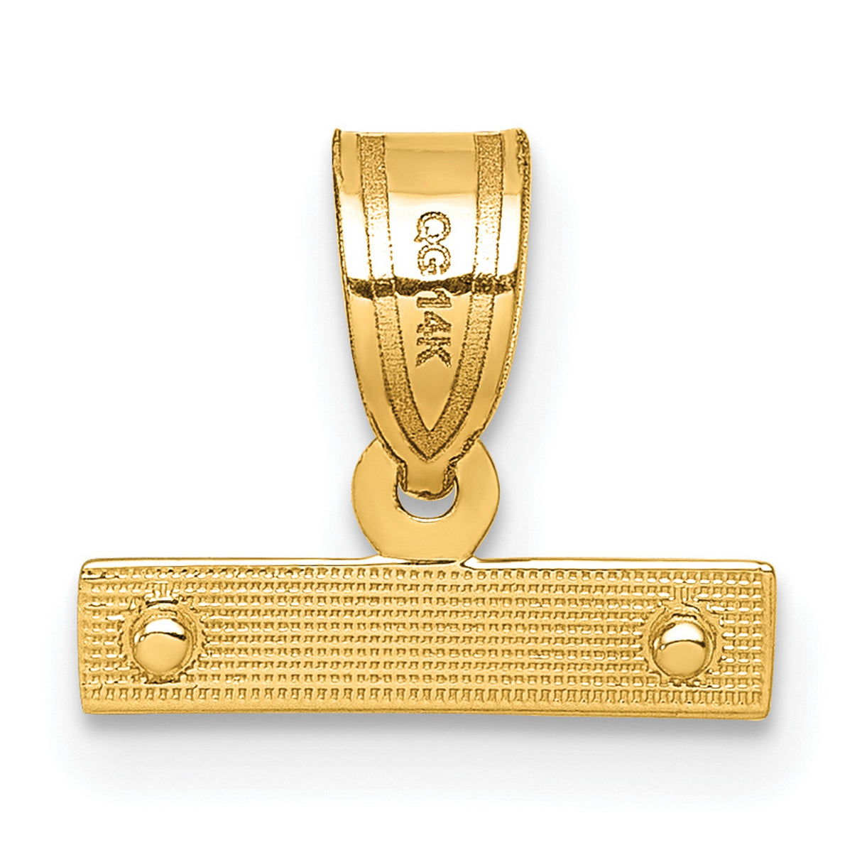 10k Yellow Gold Bar Pendant Charm, Textured and Polished Minimalist Design, Unisex