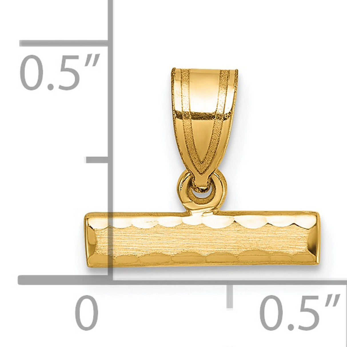 10k Yellow Gold Bar Pendant Charm, Textured and Polished Minimalist Design, Unisex