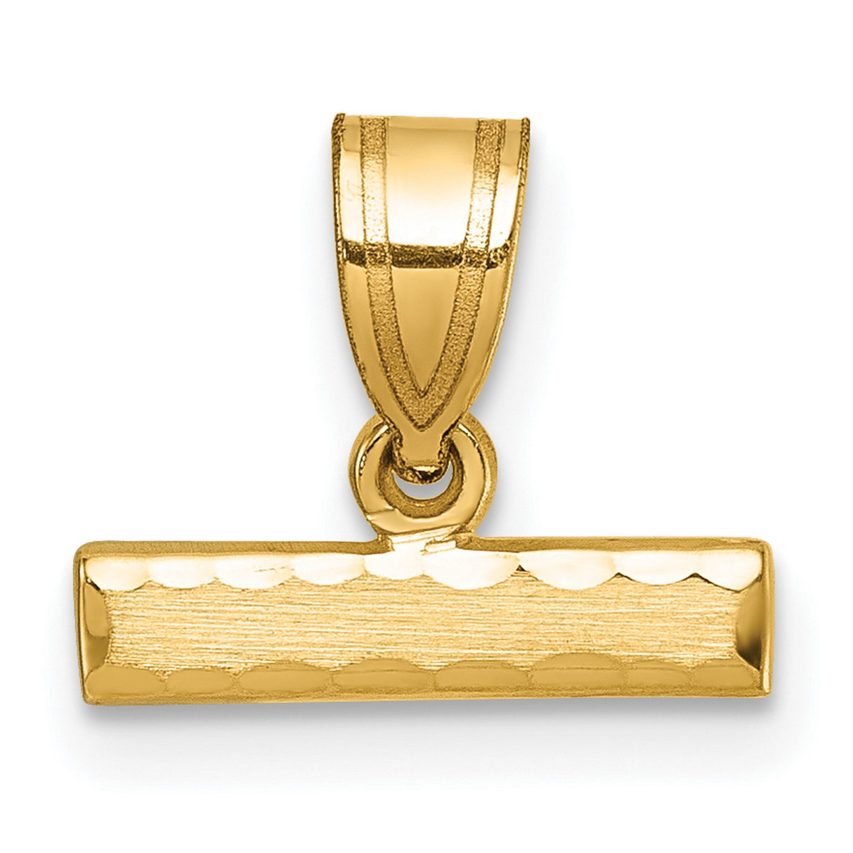 10k Yellow Gold Bar Pendant Charm, Textured and Polished Minimalist Design, Unisex