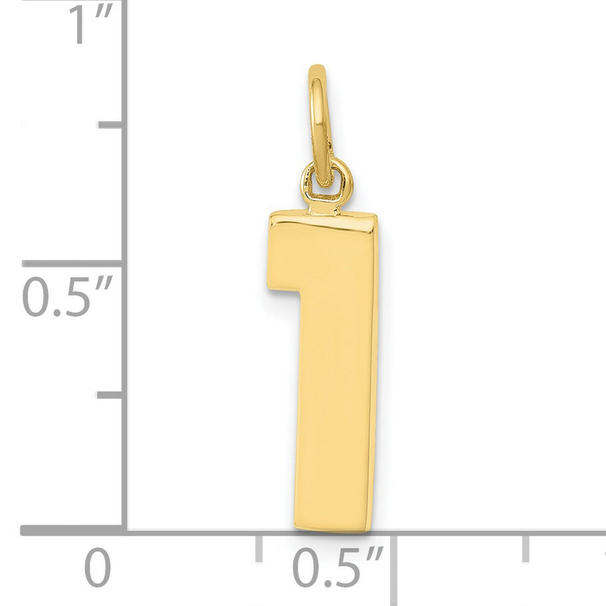 10k Yellow Gold Number One Pendant Charm, Polished Numeric Symbol, Unisex Sports and Achievement Jewelry