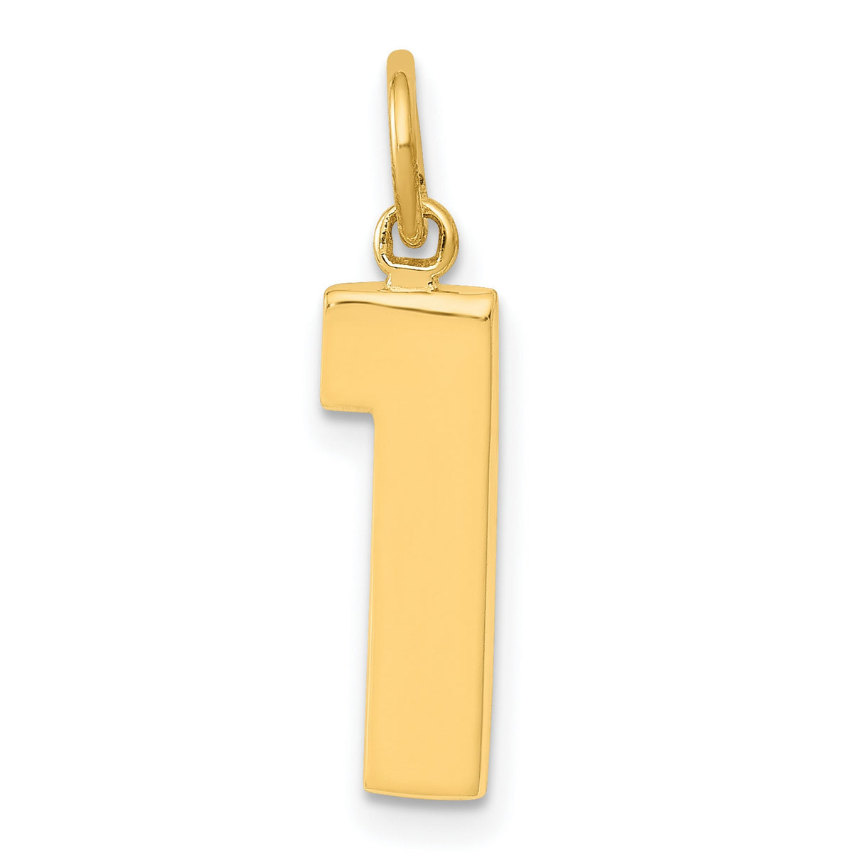 10k Yellow Gold Number One Pendant Charm, Polished Numeric Symbol, Unisex Sports and Achievement Jewelry