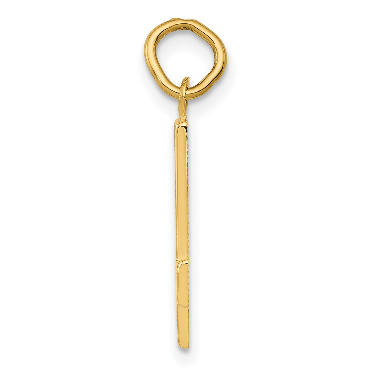 10k Yellow Gold Number 4 Pendant Charm, Polished Digit Pendant, Unisex Numeral Jewelry