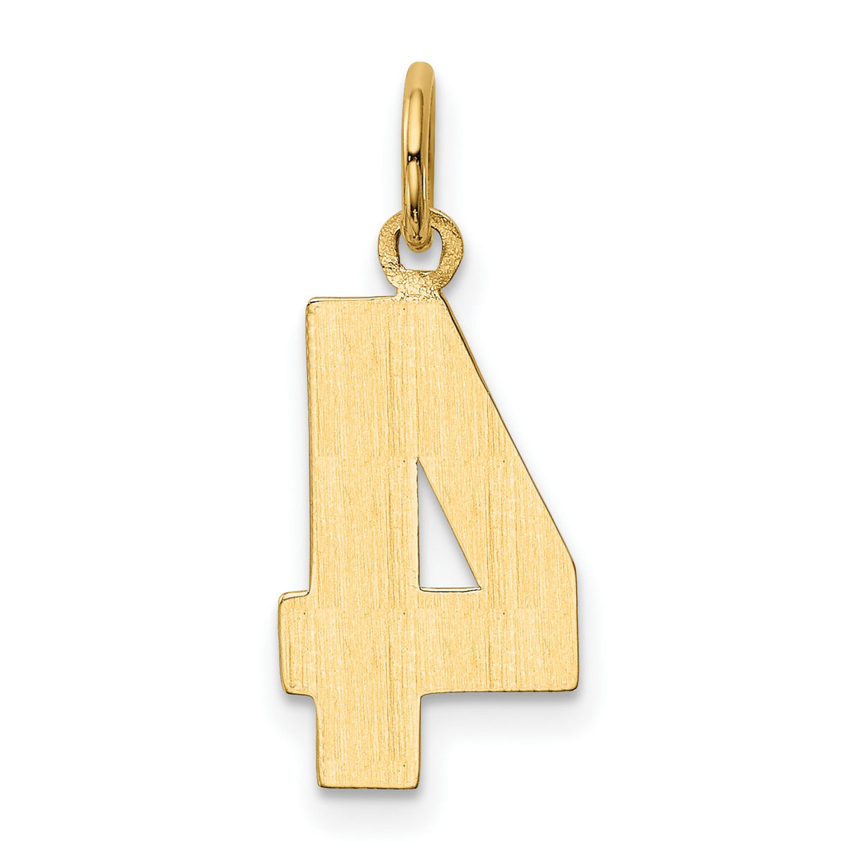 10k Yellow Gold Number 4 Pendant Charm, Polished Digit Pendant, Unisex Numeral Jewelry
