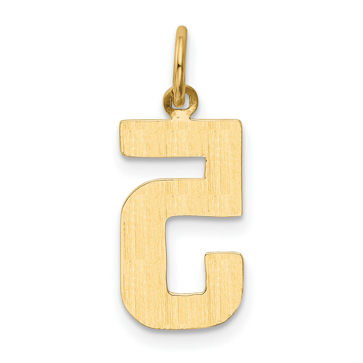 10k Yellow Gold Number 5 Pendant, Polished Block Style Numeric Charm for Men and Women