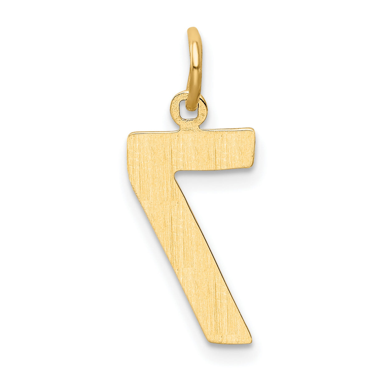 10k Yellow Gold Number 7 Pendant, Bold Numeral Charm, Lucky Number Symbol, Unisex Jewelry