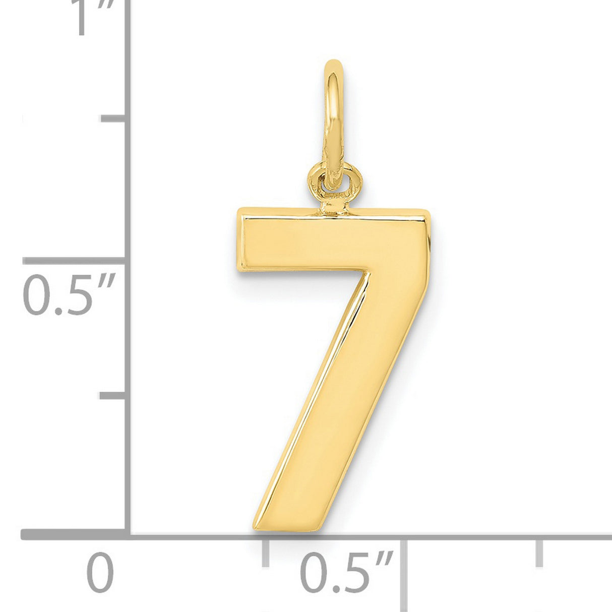 10k Yellow Gold Number 7 Pendant, Bold Numeral Charm, Lucky Number Symbol, Unisex Jewelry