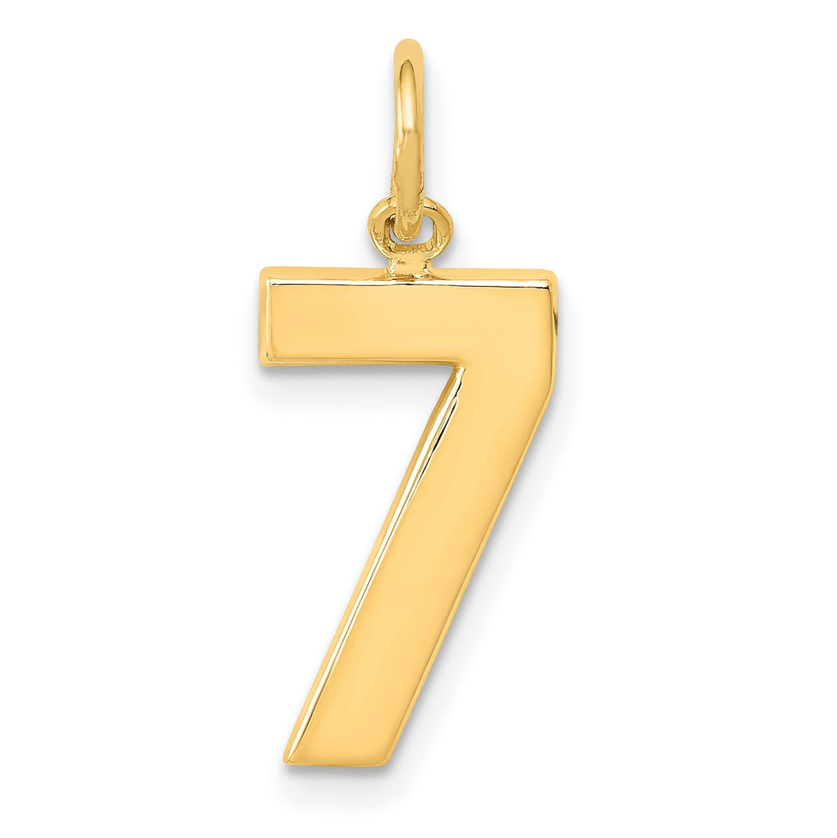 10k Yellow Gold Number 7 Pendant, Bold Numeral Charm, Lucky Number Symbol, Unisex Jewelry