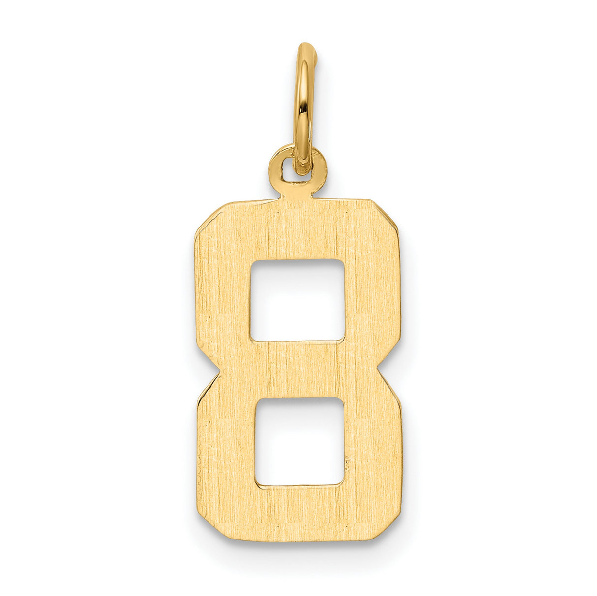 10k Yellow Gold Number 8 Pendant Charm, Polished Block Style, Unisex Jewelry