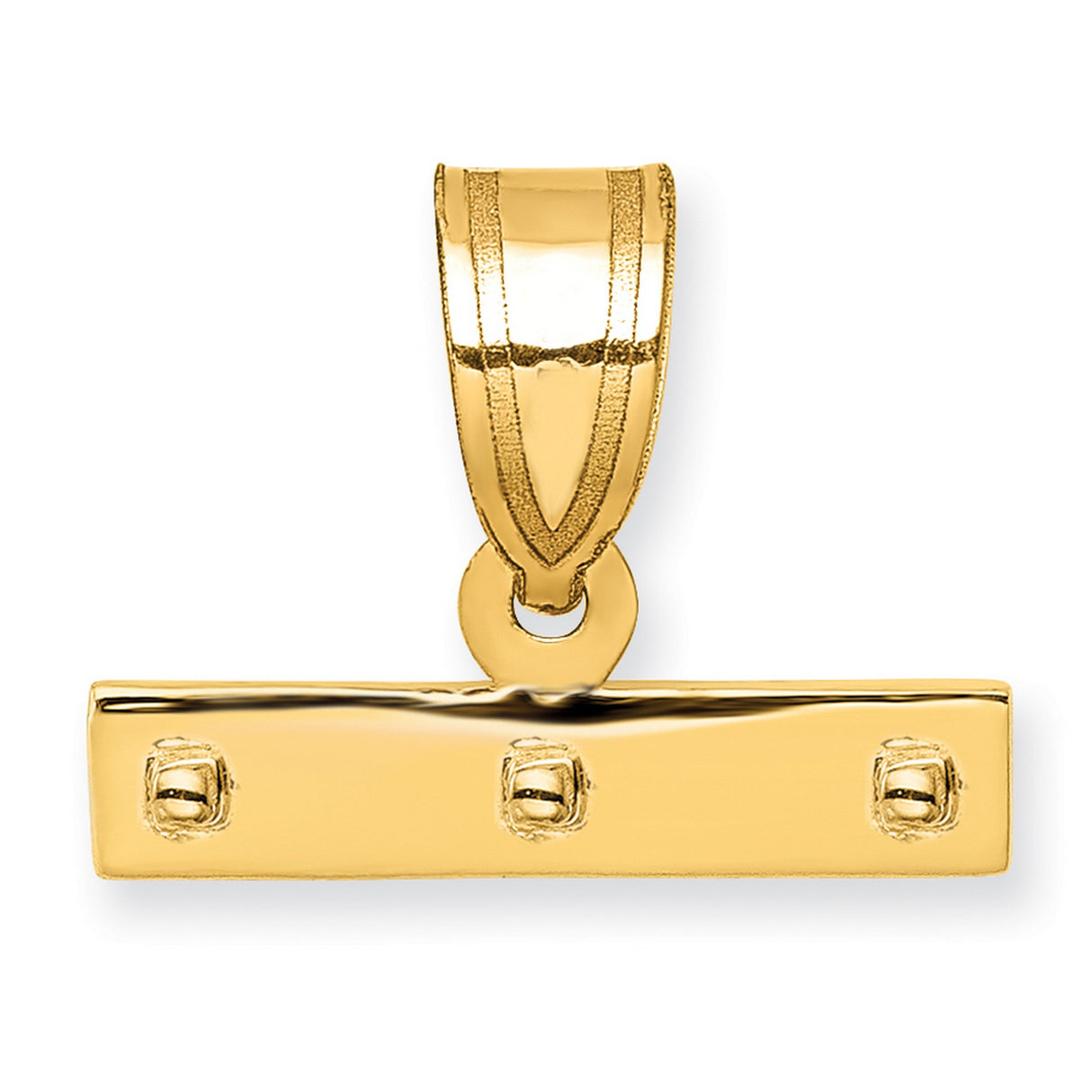 10k Yellow Gold Bar Pendant, Blank Polished Charm for Engraving, Minimalist Unisex Jewelry
