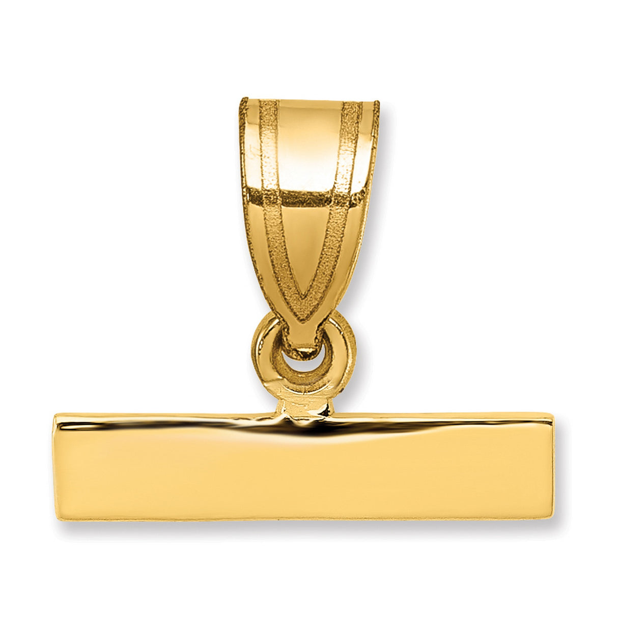 10k Yellow Gold Bar Pendant, Blank Polished Charm for Engraving, Minimalist Unisex Jewelry
